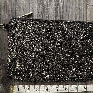 Express Black and Gold Glitter Clutch